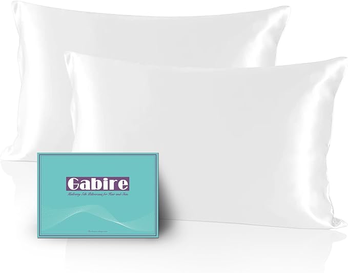 Gabire Mulberry Silk Pillow Cases Set of 2, Both Sides Real Silk Pillow Cases by MulberrySilkPillowcases