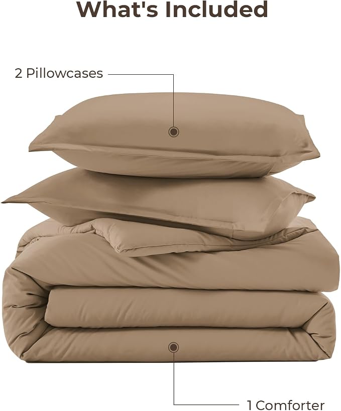 Litanika Taupe Tan Twin/Twin XL Comforter Set, 2 Pieces Solid Bedding Comforter - Image 7