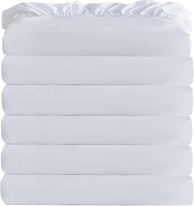 White Bulk Queen Fitted Sheet Only Deep Pocket 6 Pack, Quick Sort Bottom Bed by Culve