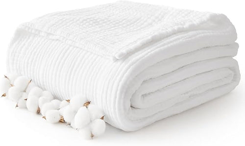 100% Cotton Twin XL Blankets for Bed 66" x 90", Cooling and Soft Muslin Throw by Kozyhvn