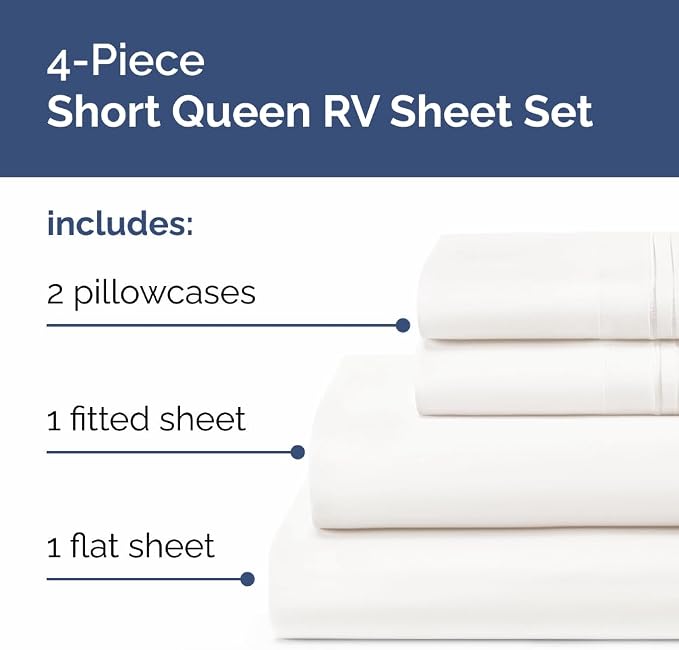 Short Queen Size 4 Piece Sheet Set - Image 2