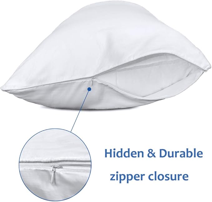 Precoco Queen Pillow Cases Set of 2 | 100% Cotton White Pillowcases Queen Size - Image 3