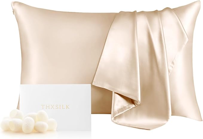 THXSILK Silk Pillowcase for Hair and Skin, 100% Mulberry Silk Bed Pillowcase by THXSILK