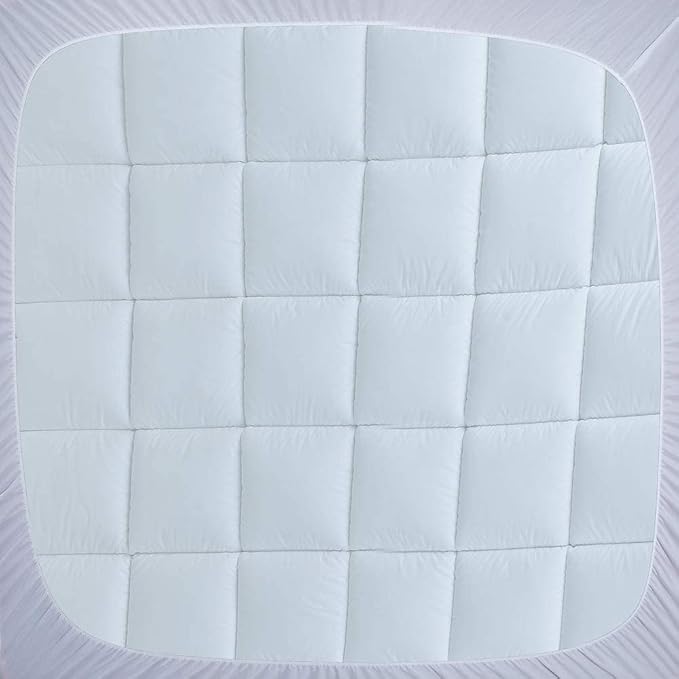 WhatsBedding Waterproof Mattress Pad King Size Cotton Top Down Alternative - Image 8