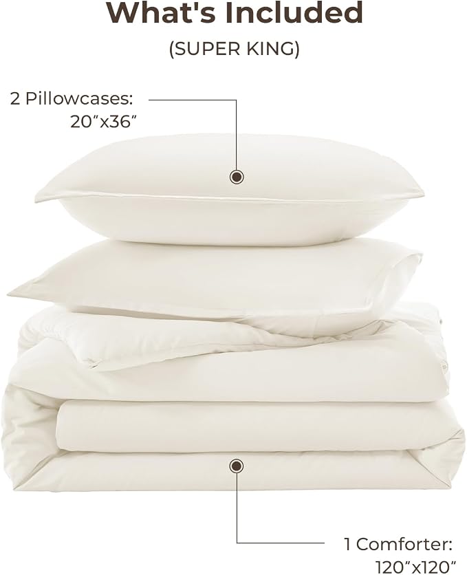 Litanika Oversized King Comforters Ivory Super King Size, 3 Pieces Lightweight - Image 7