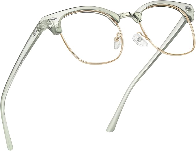 Blue Light Blocking Glasses Vintage Half Frame UV Clear Lens Anti Eyestrain by AOMASTE