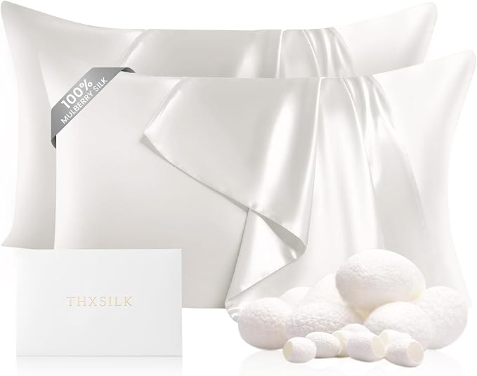 THXSILK Set of 2 100% Pure Mulberry Silk Pillowcases by THXSILK