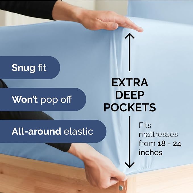 Extra Deep King 400 Thread Count Cotton Fitted Sheet - Image 2