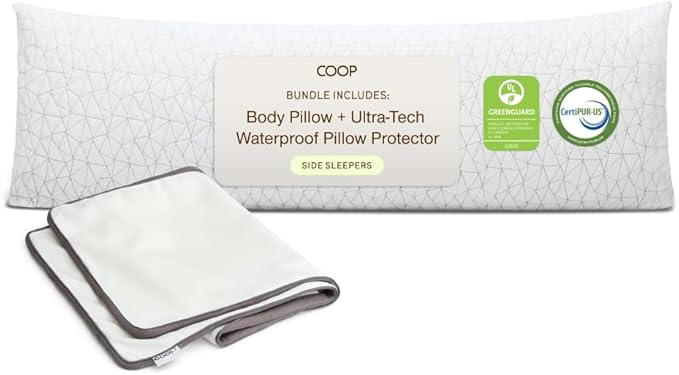 Coop Home Goods Original Adjustable Body Pillow and Ultra-Tech Waterproof by CoopSleepGoods