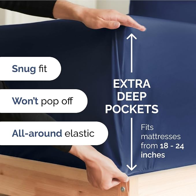 Extra Deep California King 400 Thread Count Cotton Fitted Sheet - Image 2