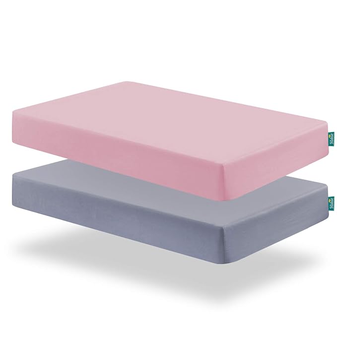 Biloban Crib Sheets Girl Fitted, 2 Pack Crib Sheet Fits by Bilobanbabybedding
