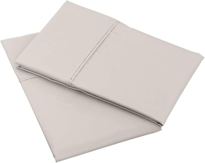Amazon Basics 400 Thread Count Cotton Pillow Cases, Stone Gray, Pillows Not - Image 3
