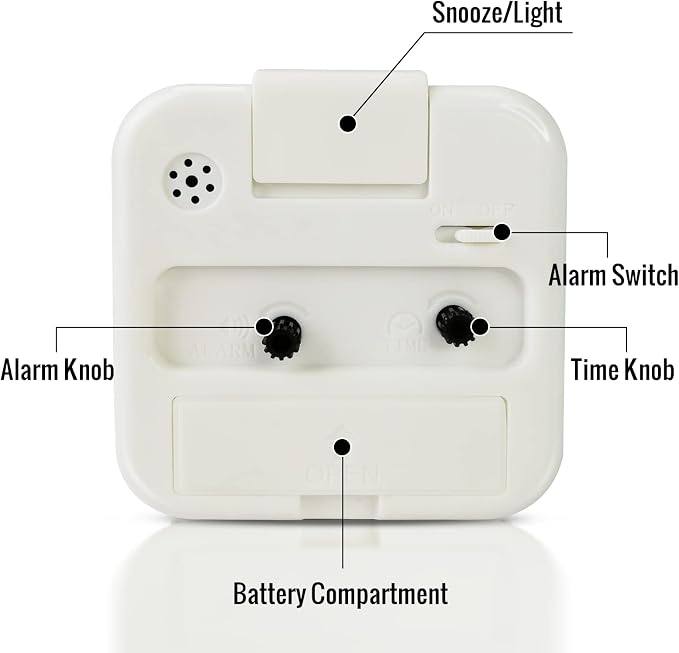 Lamisola Small White Kids Desk Battery Alarm Clock, Analog Travel Clock - Image 6