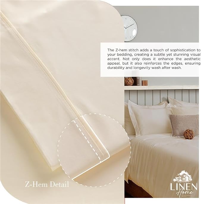 Linen Home 100% Cotton Percale Sheet Set Pack of 2, Queen Size, Deep Pocket - Image 3