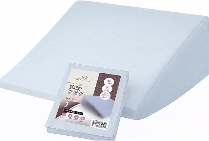 CirclesHome Wedge Pillow Cover 100% Cotton, Zippered Wedge Pillow Case Protector by CirclesHome