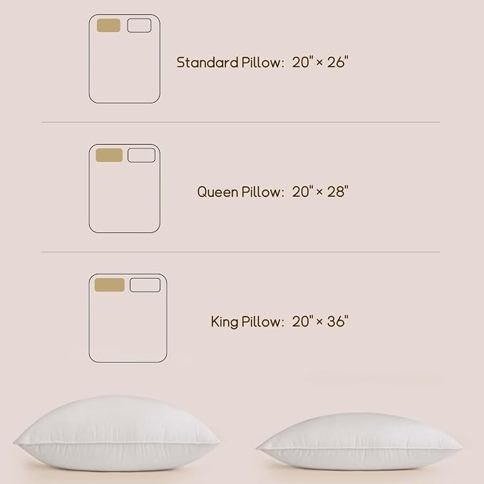 BHZ King Size Pillows Feather Down Set of 2 Hotel My King Pillows Bed Goose - Image 9