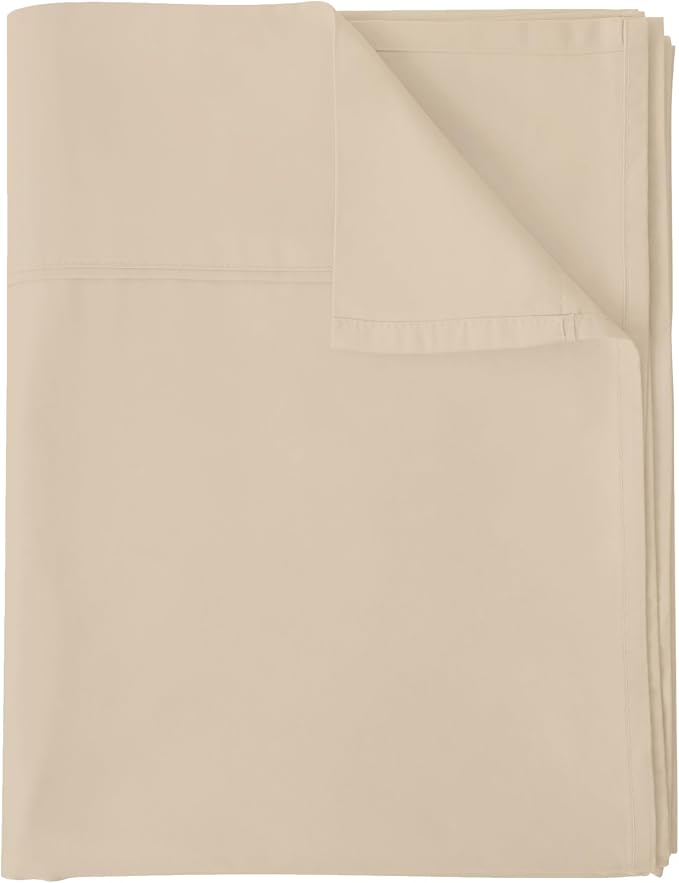 Flat Sheet Only Queen Size, 400 TC 100% Egyptian Cotton Flat Sheet -Beige by ShunjieHome