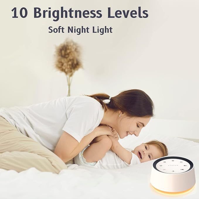 Brown Noise Sound Machine with 30 Soothing Sounds 12 Colors Night Light White - Image 4