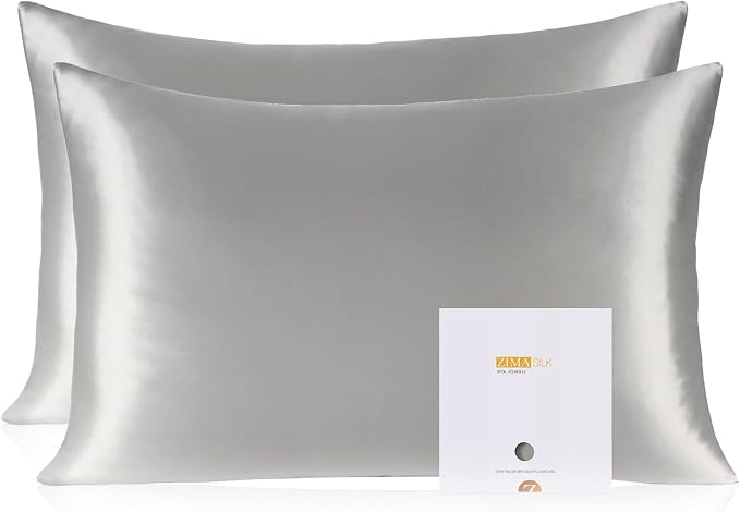 ZIMASILK 100% Pure Mulberry Silk Pillowcase 2 Pack, Soft and Smooth, Both Sides by ZIMASILK