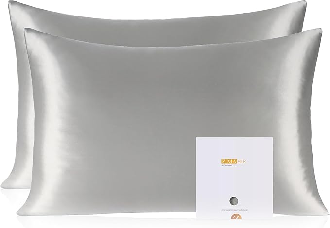 ZIMASILK 100% Pure Mulberry Silk Pillowcase 2 Pack, Soft and Smooth, Both Sides by ZIMASILK