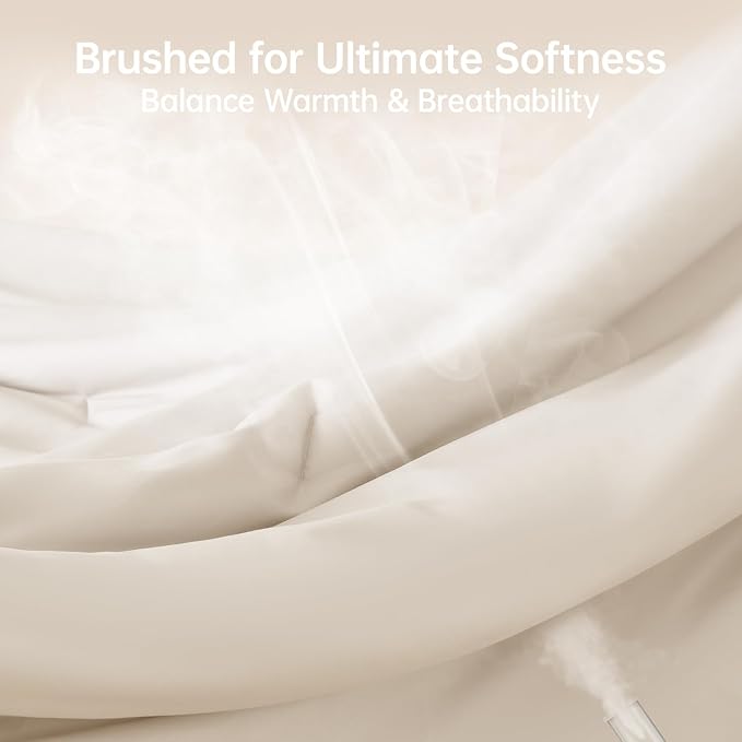 MUXHOMO Beige King Size Comforter Set, All Season Ultra Soft Down Alternative - Image 3