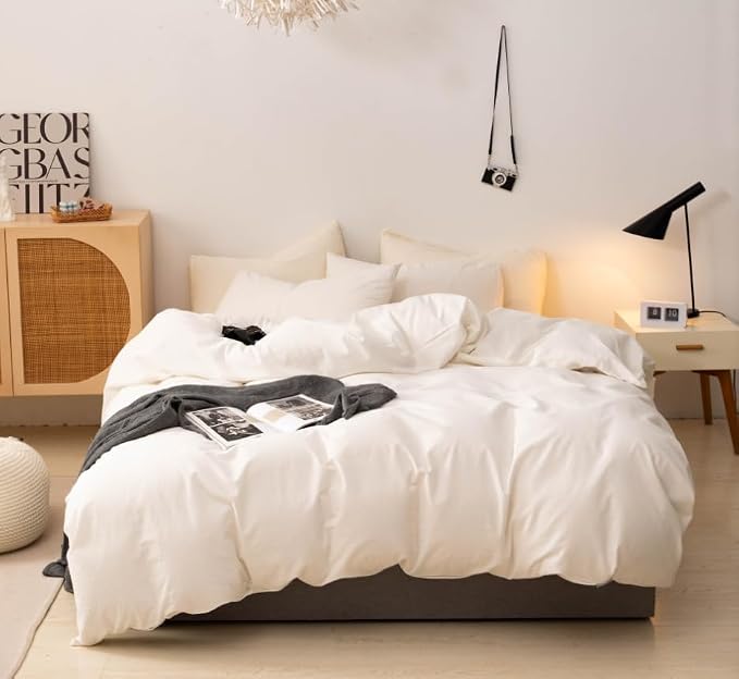 100% Washed Cotton Duvet Cover Bedding Set, Comfortable, Breathable, Soft and - Image 8