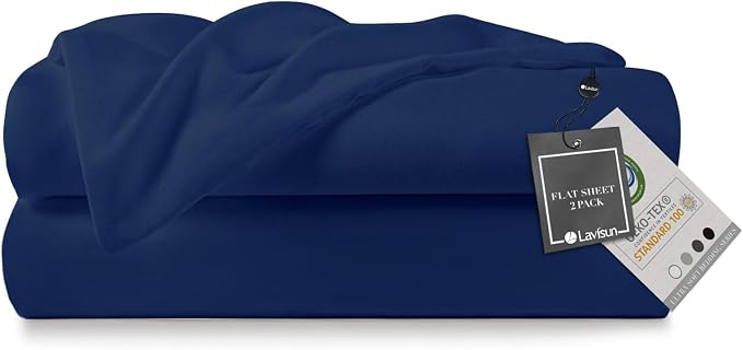 Lavisun Twin Flat Sheets 2 Pack, Hotel Quality Flat Bed Sheets, Brushed by Lavisun