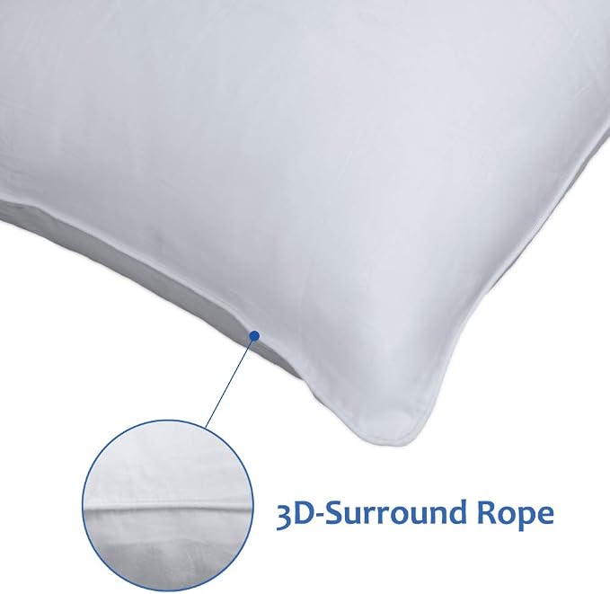 Precoco Pillow Cases Standard Size Set of 2 | 100% Cotton White Pillowcases - Image 4