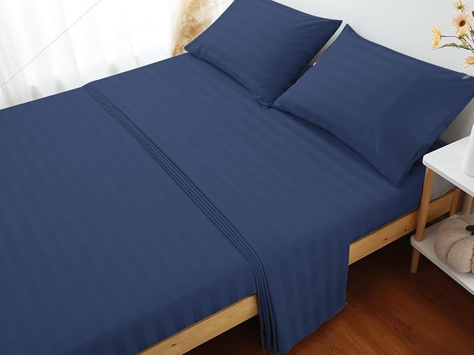 Flat Sheet Only Queen Size, 400 TC 100% Egyptian Cotton Flat Sheet Striped - Image 6