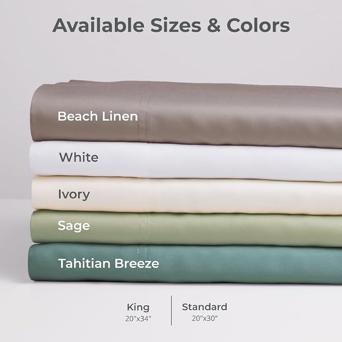 Cariloha Classic 2-Piece Twill Pillowcase Set | Ivory | Standard | Viscose - Image 4