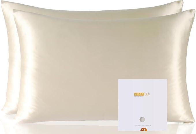 ZIMASILK 100% Pure Mulberry Silk Pillowcase 2 Pack, Soft and Smooth, Both Sides by ZIMASILK