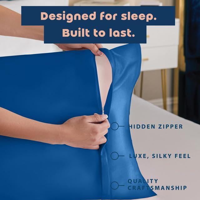 BLISSFORD Royal Blue Satin Pillowcase - Image 4