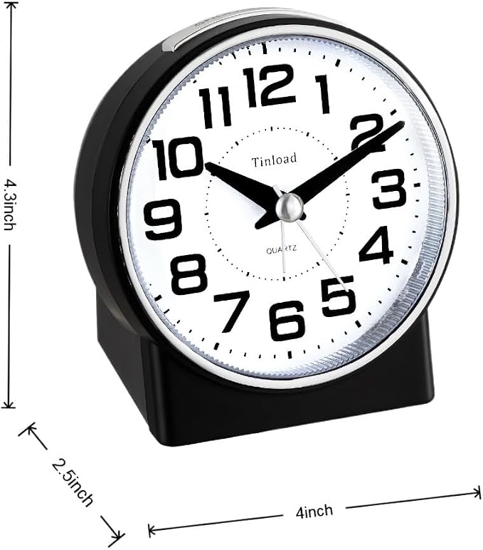 Tinload 4.3" No Ticking Analog Alarm Clock, Silent Readable - Image 3