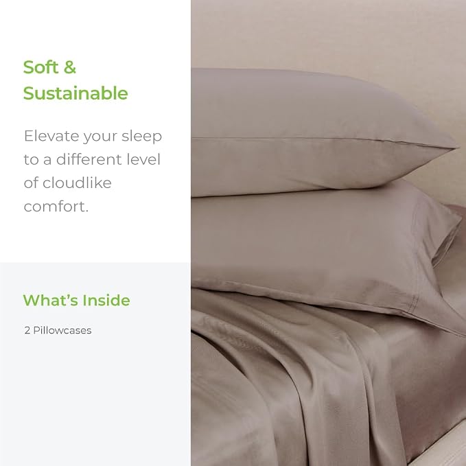Cariloha Classic 2-Piece Twill Pillowcase Set | Beach Linen | Standard | - Image 3