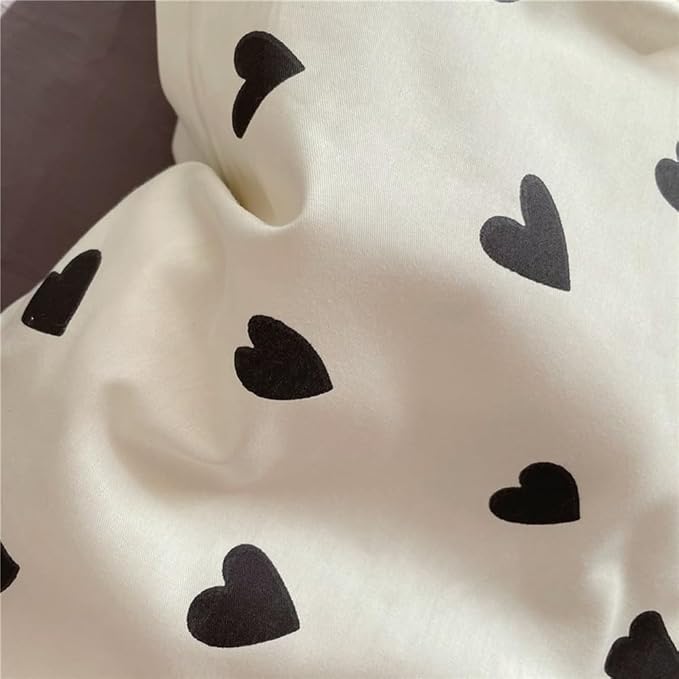 Nayoroom Black and White Heart Duvet Cover Queen Size Black Hearts Printed on - Image 7