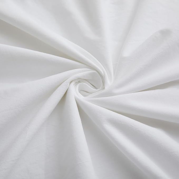 LOVQUE 100% Washed Cotton Duvet Cover Twin Size, Linen-Like Textured White - Image 6