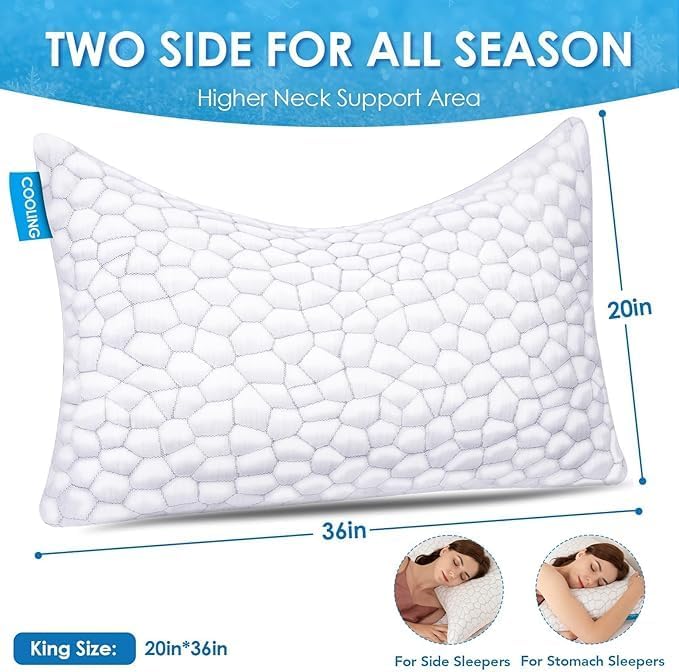Side Sleeper Pillow for Adults, King Size Cooling Pillow for Neck and Shoulder - Image 2