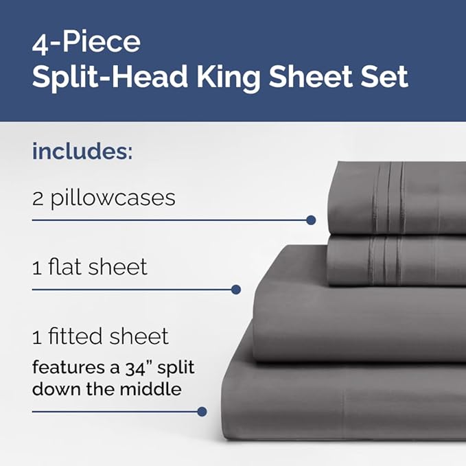 Flex Top Split Head King 4 Piece Sheet Set - Image 2