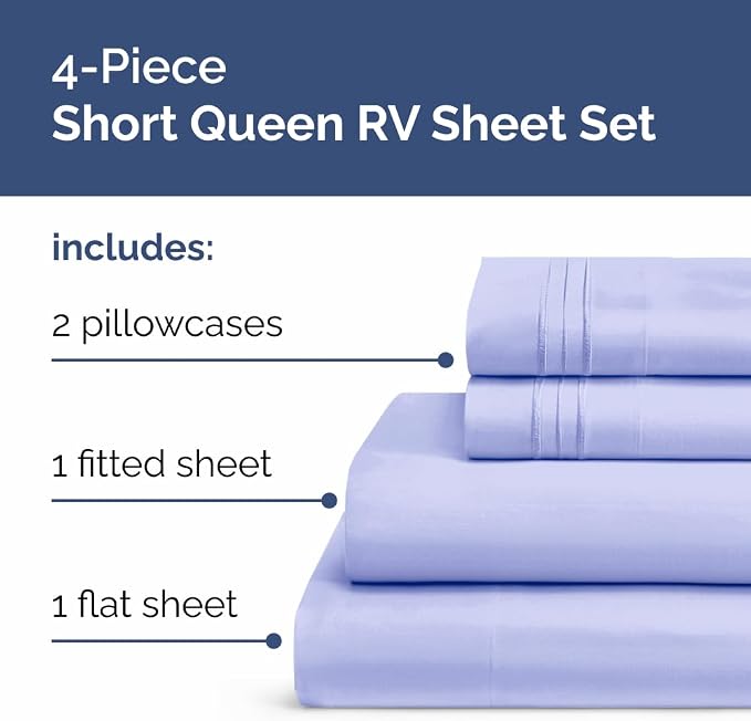 Short Queen Size 4 Piece Sheet Set - Image 2