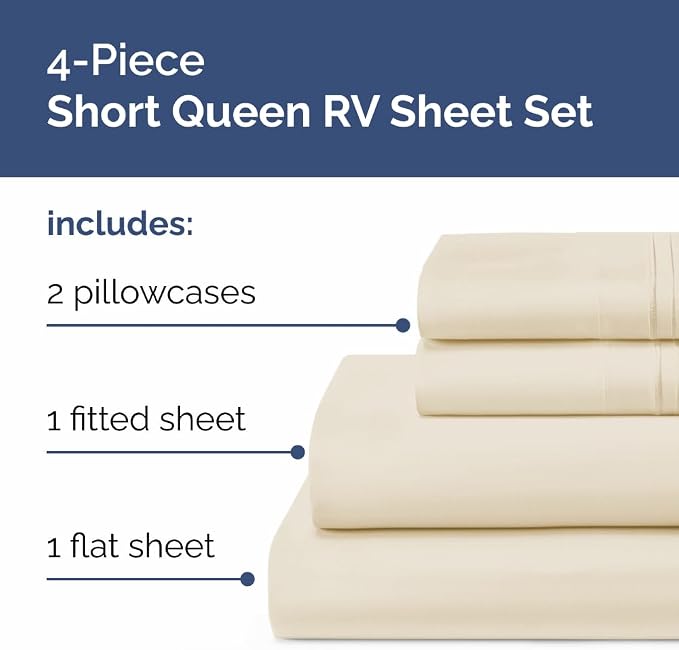 Short Queen Size 4 Piece Sheet Set - Image 2