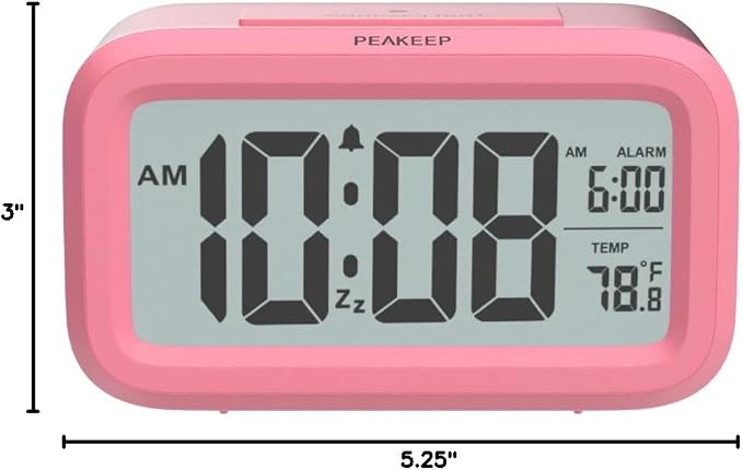 Peakeep Night Light Alarm Clock Battery Operated - Image 8