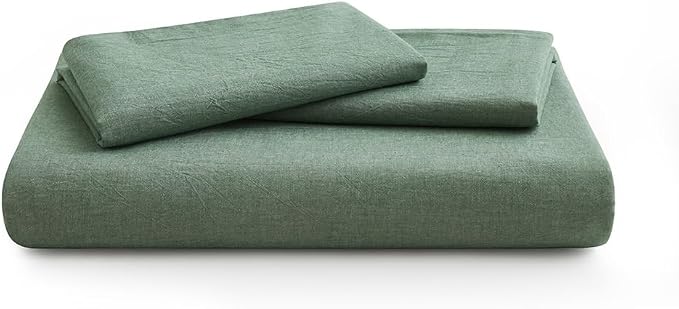 LOVQUE 100% Washed Cotton Duvet Cover King Size, Mint Green Fade-Resistant - Image 7