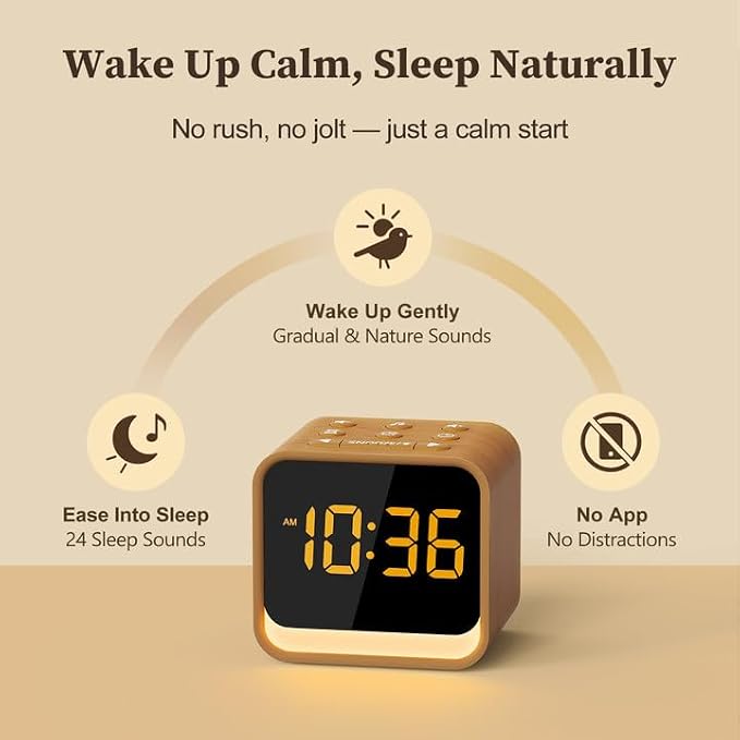 Housbay Wooden Sound Machine Alarm Clock - Image 2