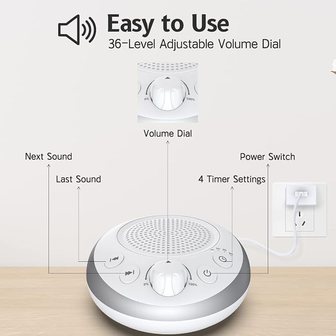 Loud Pink Noise Machine Sleep Machine Nostop 30 Soothing Sounds - Image 3