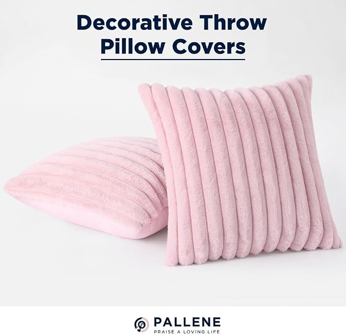 Pallene Faux Fur Plush Throw Pillow Covers 20x20 Set of 2, Luxury Soft Fluffy - Image 7