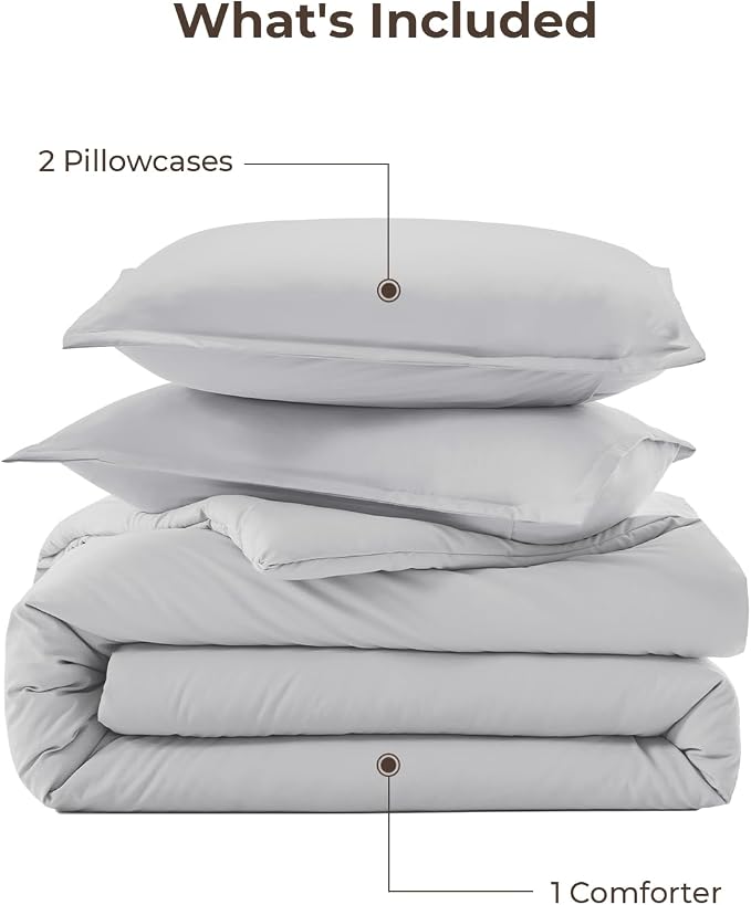 Litanika Light Grey Comforter Queen Size, 3 Pieces Lightweight Solid Bedding - Image 7