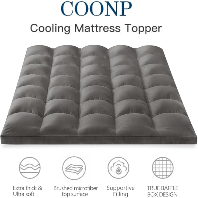 COONP Twin XL Mattress Topper, Extra Thick Pillowtop, Cooling Plush Mattress - Image 2