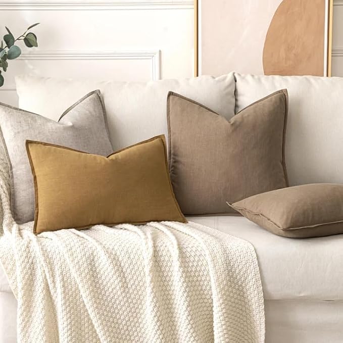 MIULEE Decorative Linen Pillow Covers 20x20 Inch Natural Linen Boho Farmhouse - Image 5