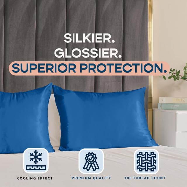 BLISSFORD Royal Blue Satin Pillowcase - Image 7