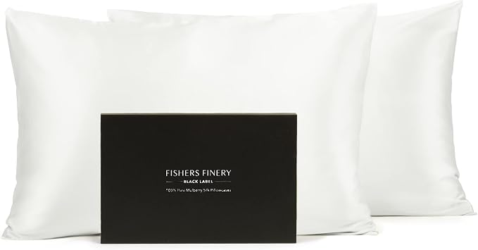 Fishers Finery 30mm 100% Pure Mulberry Silk Pillowcase Set, Quality Tested by FishersFinery